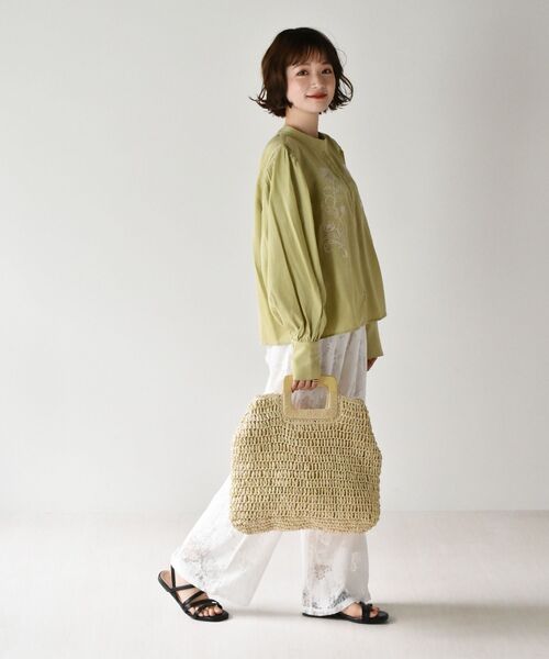 RETRO GIRL（レトロガール）の「ペーパートート（かごバッグ・レディース・ライトグリーン/ライトブラウン/オフホワイト・FREE）」の4枚目の写真