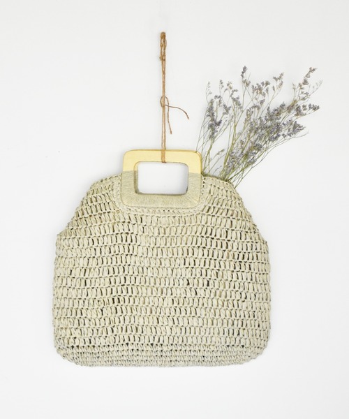 RETRO GIRL（レトロガール）の「ペーパートート（かごバッグ・レディース・ライトグリーン/ライトブラウン/オフホワイト・FREE）」の3枚目の写真