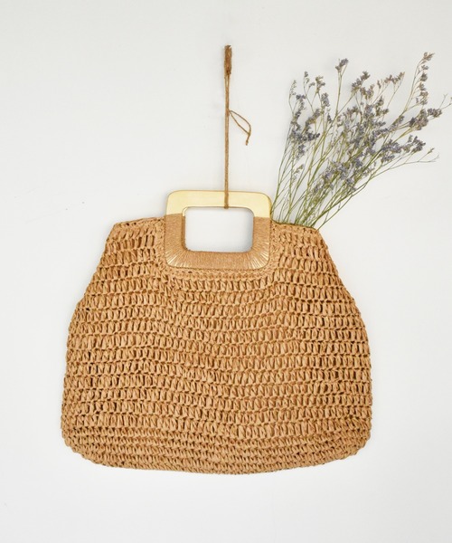 RETRO GIRL（レトロガール）の「ペーパートート（かごバッグ・レディース・ライトグリーン/ライトブラウン/オフホワイト・FREE）」の2枚目の写真