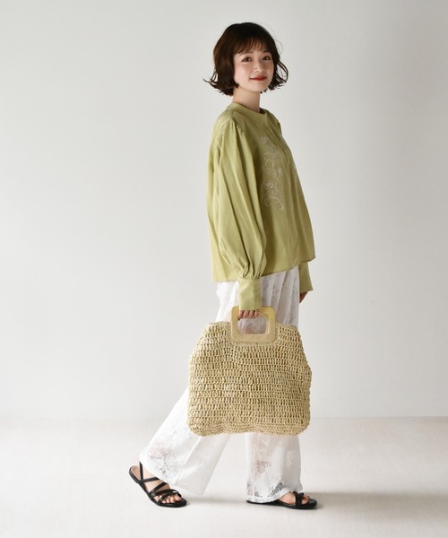 RETRO GIRL（レトロガール）の「ペーパートート（かごバッグ・レディース・ライトグリーン/ライトブラウン/オフホワイト・FREE）」の8枚目の写真