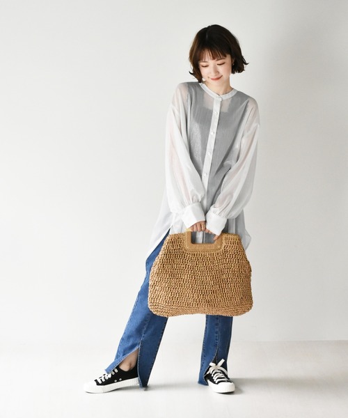 RETRO GIRL（レトロガール）の「ペーパートート（かごバッグ・レディース・ライトグリーン/ライトブラウン/オフホワイト・FREE）」の9枚目の写真