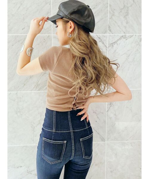 GYDA(ジェイダ)の「ワッフル2WAYスピンドルTシャツ(Tシャツ/カットソー・レディース・オフホワイト/ブラック/ベージュ・FREE)」の3枚目の写真