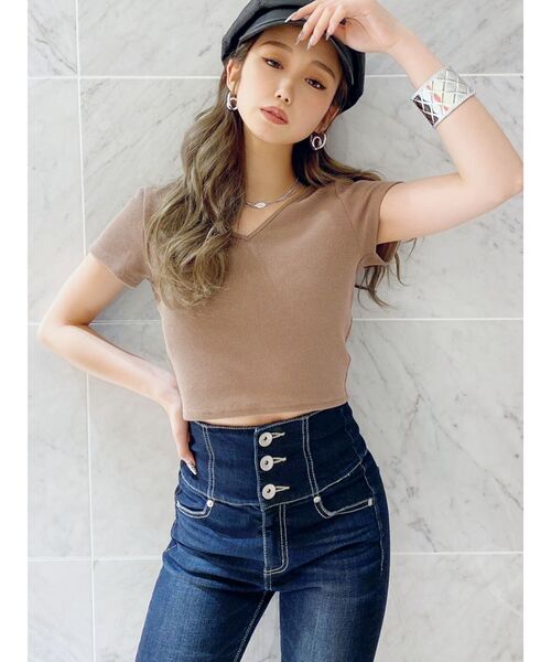GYDA(ジェイダ)の「ワッフル2WAYスピンドルTシャツ(Tシャツ/カットソー・レディース・オフホワイト/ブラック/ベージュ・FREE)」の10枚目の写真
