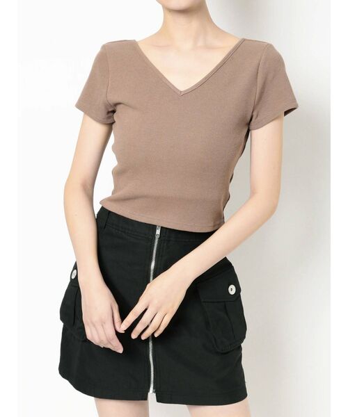 GYDA(ジェイダ)の「ワッフル2WAYスピンドルTシャツ(Tシャツ/カットソー・レディース・オフホワイト/ブラック/ベージュ・FREE)」の7枚目の写真