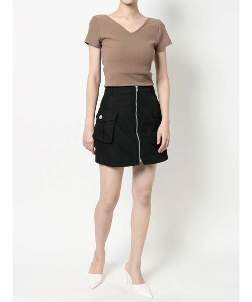 GYDA(ジェイダ)の「ワッフル2WAYスピンドルTシャツ(Tシャツ/カットソー・レディース・オフホワイト/ブラック/ベージュ・FREE)」の14枚目の写真