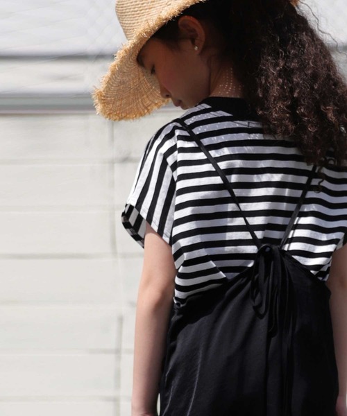 antiqua（アンティカ）の「軽やかに揺れる♪サテンキャミワンピース（ワンピース・キッズ・グリーン/ブラック/ブルー・5/3/6/4）」の8枚目の写真