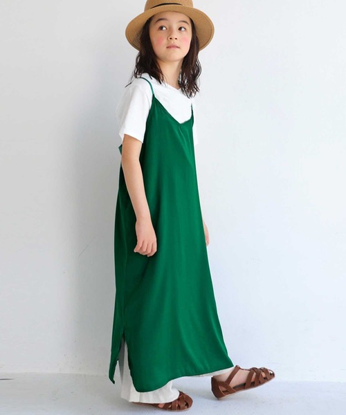antiqua（アンティカ）の「軽やかに揺れる♪サテンキャミワンピース（ワンピース・キッズ・グリーン/ブラック/ブルー・5/3/6/4）」の21枚目の写真