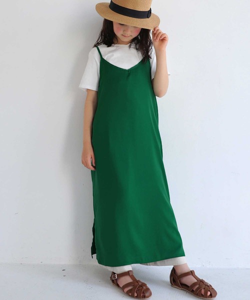 antiqua（アンティカ）の「軽やかに揺れる♪サテンキャミワンピース（ワンピース・キッズ・グリーン/ブラック/ブルー・5/3/6/4）」の5枚目の写真