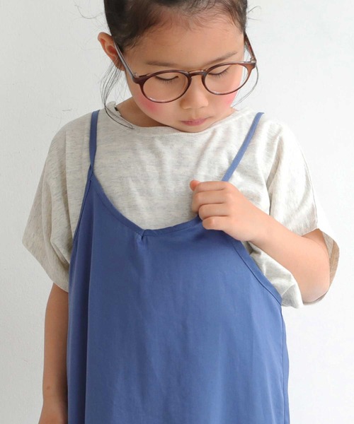 antiqua（アンティカ）の「軽やかに揺れる♪サテンキャミワンピース（ワンピース・キッズ・グリーン/ブラック/ブルー・5/3/6/4）」の9枚目の写真