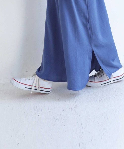 antiqua（アンティカ）の「軽やかに揺れる♪サテンキャミワンピース（ワンピース・キッズ・グリーン/ブラック/ブルー・5/3/6/4）」の6枚目の写真