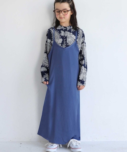 antiqua（アンティカ）の「軽やかに揺れる♪サテンキャミワンピース（ワンピース・キッズ・グリーン/ブラック/ブルー・5/3/6/4）」の18枚目の写真