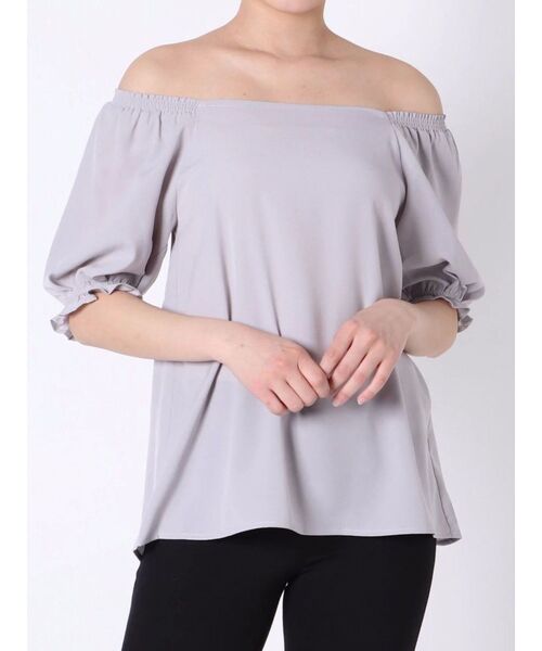 EMODA（エモダ）の「ギャザーオフショルダートップ（シャツ/ブラウス・レディース・その他/ブラック/グレー/ピンク・FREE）」の5枚目の写真