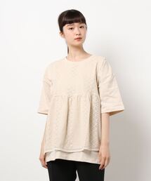 Samansa Mos2 | レースベスト付Tシャツ(Tシャツ/カットソー)