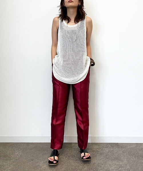 CREDONA(クレドナ)の「シャンタンタックPT(スラックス・レディース・ブラウン/レッド/グリーン・SMALL/MEDIUM)」の7枚目の写真