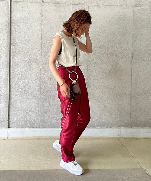 CREDONA(クレドナ)の「シャンタンタックPT(スラックス・レディース・ブラウン/レッド/グリーン・SMALL/MEDIUM)」の9枚目の写真