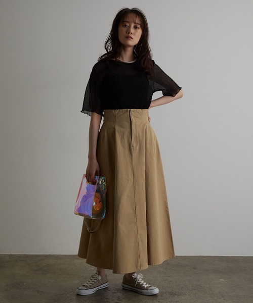 vis-`a-vis（ビサビ）の「デニム&チノハイウエストフレアースカート（デニムスカート・レディース・ベージュ/ホワイト系その他/ブルー系その他4・S/M）」の12枚目の写真