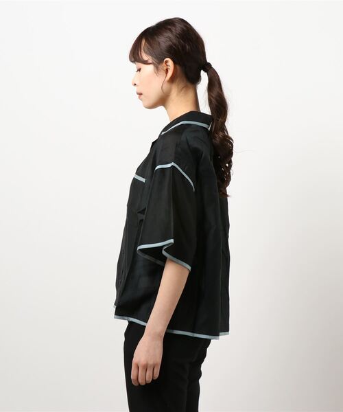 179/WG（イチナナキュウダブルジー）の「パイピングシアーシャツ（シャツ/ブラウス・レディース・ベージュ/ブラック/グリーン・MEDIUM）」の21枚目の写真