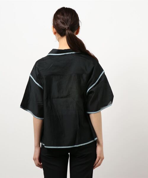 179/WG（イチナナキュウダブルジー）の「パイピングシアーシャツ（シャツ/ブラウス・レディース・ベージュ/ブラック/グリーン・MEDIUM）」の22枚目の写真