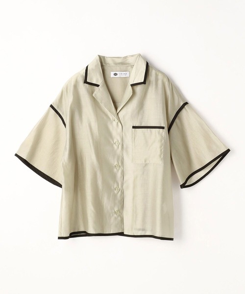 179/WG（イチナナキュウダブルジー）の「パイピングシアーシャツ（シャツ/ブラウス・レディース・ベージュ/ブラック/グリーン・MEDIUM）」の4枚目の写真