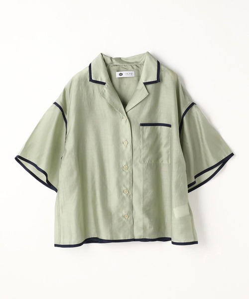 179/WG（イチナナキュウダブルジー）の「パイピングシアーシャツ（シャツ/ブラウス・レディース・ベージュ/ブラック/グリーン・MEDIUM）」の5枚目の写真