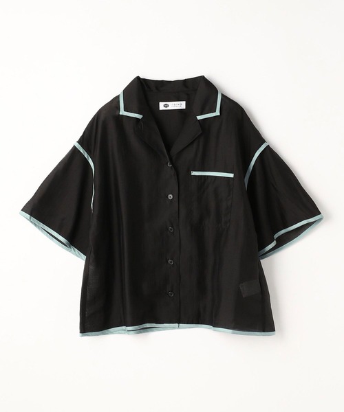 179/WG（イチナナキュウダブルジー）の「パイピングシアーシャツ（シャツ/ブラウス・レディース・ベージュ/ブラック/グリーン・MEDIUM）」の6枚目の写真