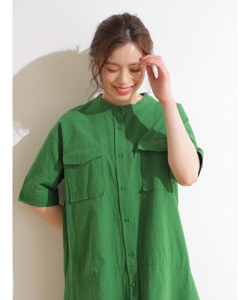 Green　Parks（グリーンパークス）の「ベルギーリネンブレンド　両ポケットワンピ＊（ワンピース・レディース・チャコールグレー/ベージュ/グリーン・FREE）」の9枚目の写真