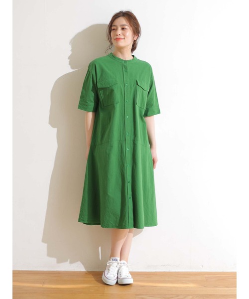 Green　Parks（グリーンパークス）の「ベルギーリネンブレンド　両ポケットワンピ＊（ワンピース・レディース・チャコールグレー/ベージュ/グリーン・FREE）」の11枚目の写真