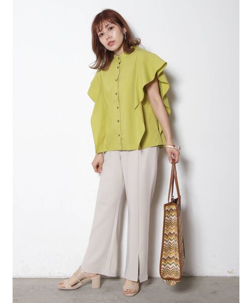 COTORICA(コトリカ)の「カラーカットフレアーパンツ【セットアップ対応】(その他パンツ・レディース・ブラック/イエロー/アイボリー/ミント・FREE)」の16枚目の写真