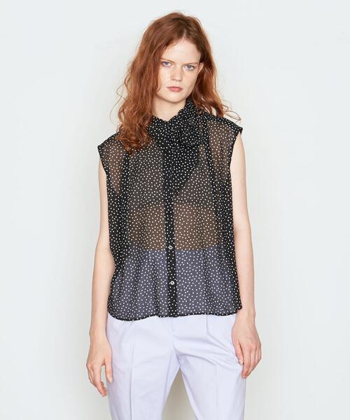 AEWEN MATOPH（イウエン マトフ）の「＜AEWEN MATOPH（イウエン マトフ）＞ドット ボウタイ ノースリーブブラウス†（シャツ/ブラウス・レディース・ブラウン/ブラック・FREE）」の4枚目の写真