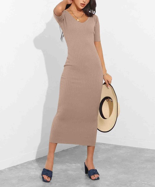 LATINA(ラティーナ)の「半袖ソフトタッチリブワンピース(ワンピース・レディース・ブラック/グレイッシュベージュ・FREE)」の16枚目の写真