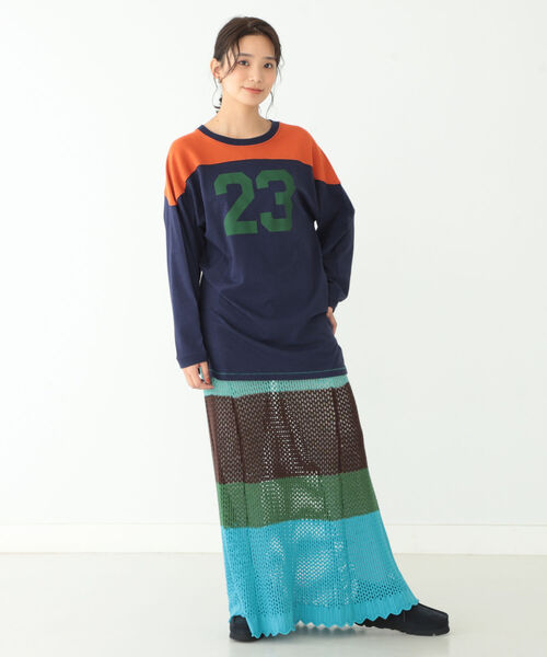 BEAMS BOY（ビームスボーイ）の「SCREEN STARS × BEAMS BOY / 別注 23 クレイジー フットボールTシャツ（Tシャツ/カットソー・レディース・パープル/ネイビー・ONE SIZE）」の4枚目の写真