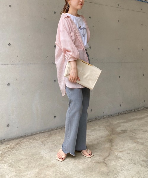 CAPRICIEUX LE'MAGE(カプリシューレマージュ)の「シアーストライプシャツ(シャツ/ブラウス・レディース・ベージュ/ピンク/ブルー/グリーン・FREE)」の21枚目の写真