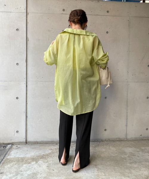 CAPRICIEUX LE'MAGE(カプリシューレマージュ)の「シアーストライプシャツ(シャツ/ブラウス・レディース・ベージュ/ピンク/ブルー/グリーン・FREE)」の11枚目の写真