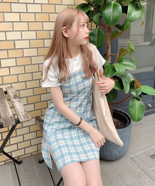 Voyage titty&Co.PETIT（ボヤージュティティアンドコープチ）の「【Voyage titty&Co.】チェックキャミワンピース（ワンピース・レディース・パープル/グリーン・FREE）」の5枚目の写真