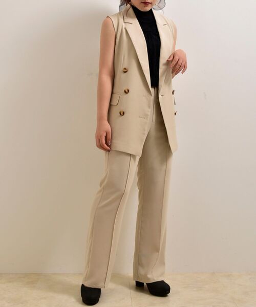 MAJESTIC LEGON（マジェスティックレゴン）の「ノースリーブテーラージャケット（シャツ/ブラウス・レディース・アイボリー/モカ・MEDIUM）」の14枚目の写真