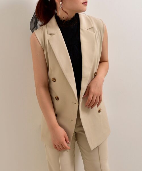 MAJESTIC LEGON（マジェスティックレゴン）の「ノースリーブテーラージャケット（シャツ/ブラウス・レディース・アイボリー/モカ・MEDIUM）」の16枚目の写真