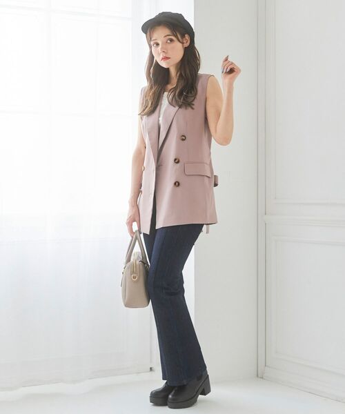 MAJESTIC LEGON（マジェスティックレゴン）の「ノースリーブテーラージャケット（シャツ/ブラウス・レディース・アイボリー/モカ・MEDIUM）」の9枚目の写真