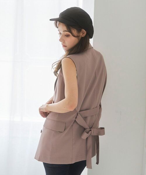 MAJESTIC LEGON（マジェスティックレゴン）の「ノースリーブテーラージャケット（シャツ/ブラウス・レディース・アイボリー/モカ・MEDIUM）」の11枚目の写真