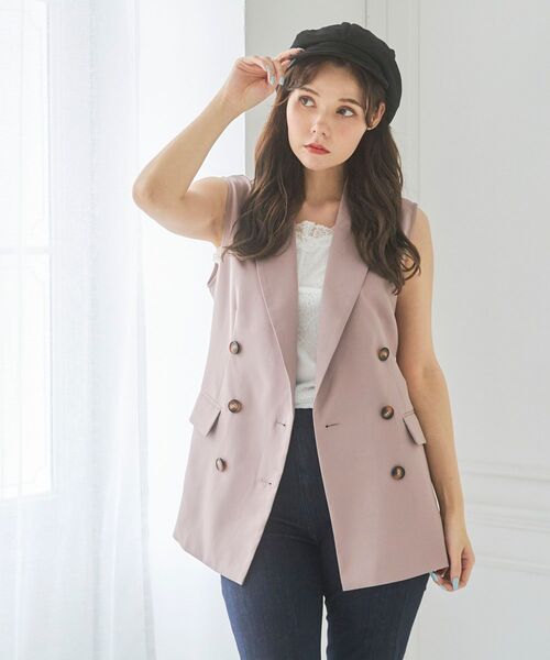 MAJESTIC LEGON（マジェスティックレゴン）の「ノースリーブテーラージャケット（シャツ/ブラウス・レディース・アイボリー/モカ・MEDIUM）」の22枚目の写真