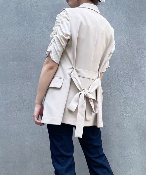 MAJESTIC LEGON（マジェスティックレゴン）の「ノースリーブテーラージャケット（シャツ/ブラウス・レディース・アイボリー/モカ・MEDIUM）」の15枚目の写真