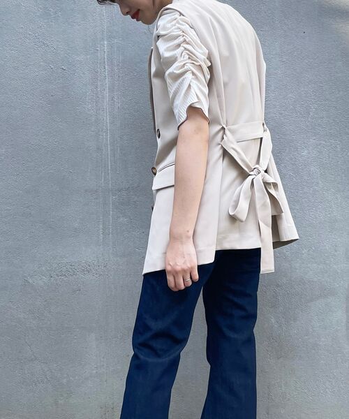 MAJESTIC LEGON（マジェスティックレゴン）の「ノースリーブテーラージャケット（シャツ/ブラウス・レディース・アイボリー/モカ・MEDIUM）」の17枚目の写真