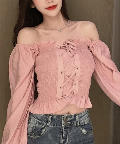 yuue' ( wear )(ユーイ)の「スクエアネック ロングスリーブシャツブラウス(シャツ/ブラウス・レディース・ホワイト/ブラック/ベビーピンク・FREE)」の3枚目の写真