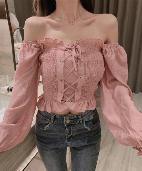 yuue' ( wear )(ユーイ)の「スクエアネック ロングスリーブシャツブラウス(シャツ/ブラウス・レディース・ホワイト/ブラック/ベビーピンク・FREE)」の14枚目の写真