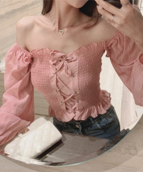 yuue' ( wear )(ユーイ)の「スクエアネック ロングスリーブシャツブラウス(シャツ/ブラウス・レディース・ホワイト/ブラック/ベビーピンク・FREE)」の19枚目の写真