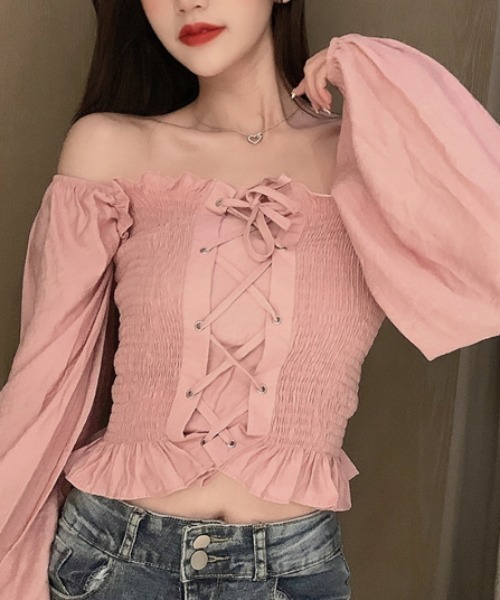 yuue' ( wear )(ユーイ)の「スクエアネック ロングスリーブシャツブラウス(シャツ/ブラウス・レディース・ホワイト/ブラック/ベビーピンク・FREE)」の15枚目の写真