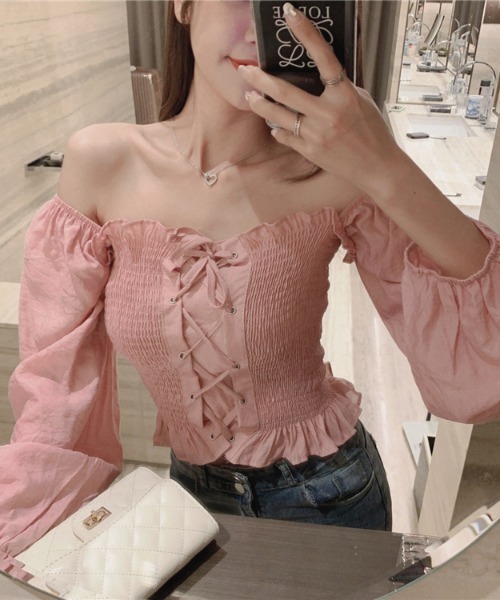 yuue' ( wear )(ユーイ)の「スクエアネック ロングスリーブシャツブラウス(シャツ/ブラウス・レディース・ホワイト/ブラック/ベビーピンク・FREE)」の20枚目の写真