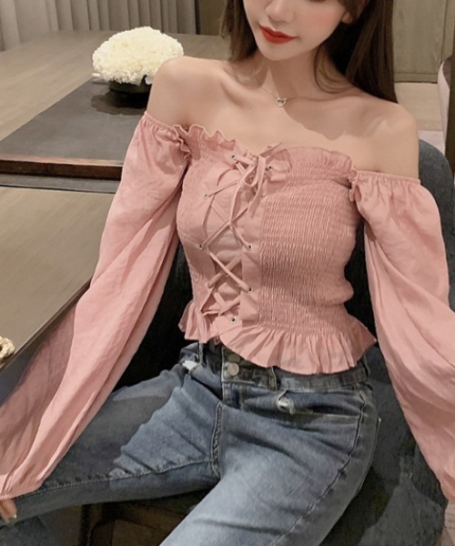 yuue' ( wear )(ユーイ)の「スクエアネック ロングスリーブシャツブラウス(シャツ/ブラウス・レディース・ホワイト/ブラック/ベビーピンク・FREE)」の17枚目の写真