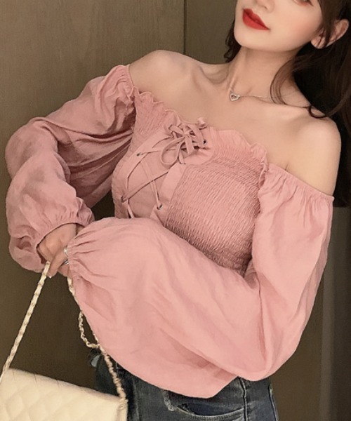 yuue' ( wear )(ユーイ)の「スクエアネック ロングスリーブシャツブラウス(シャツ/ブラウス・レディース・ホワイト/ブラック/ベビーピンク・FREE)」の22枚目の写真