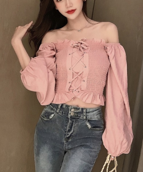 yuue' ( wear )(ユーイ)の「スクエアネック ロングスリーブシャツブラウス(シャツ/ブラウス・レディース・ホワイト/ブラック/ベビーピンク・FREE)」の13枚目の写真