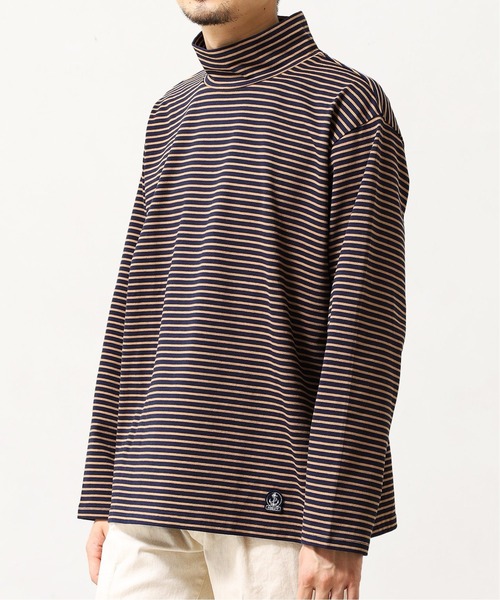 FIDELITY（フィデリティ）の「◆【FIDELITY / フィデリティ】バスクボーダーモックネック（Tシャツ/カットソー・メンズ・ホワイト/ブラウン/カーキ・MEDIUM/LARGE）」の3枚目の写真